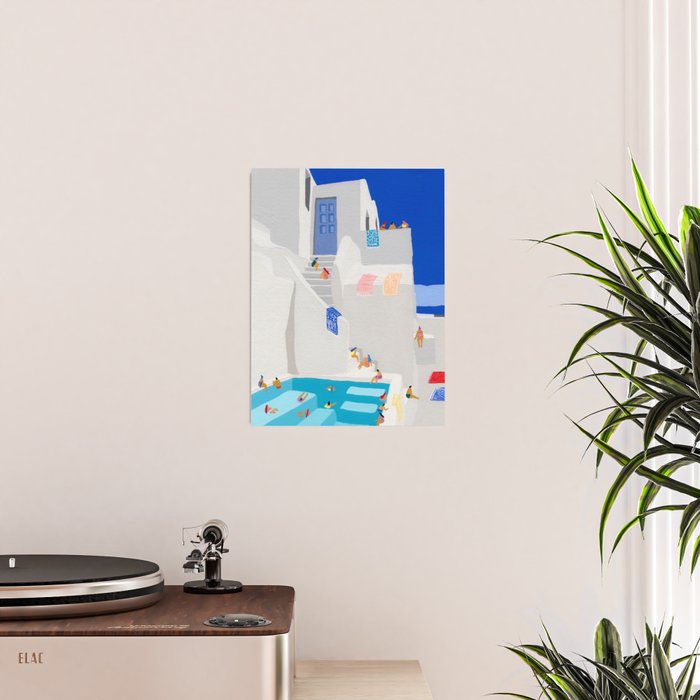 Santorini Greece swimming pool summer vacation Europe travel poster - "Santorini Sun" Poster Gallery Image 2