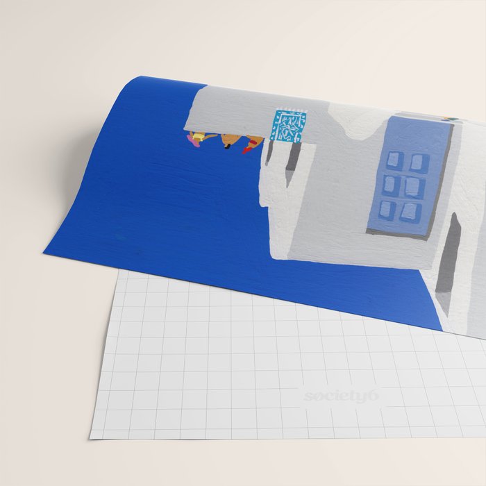 Santorini Greece swimming pool summer vacation Europe travel poster - "Santorini Sun" Wrapping Paper Gallery Image 2