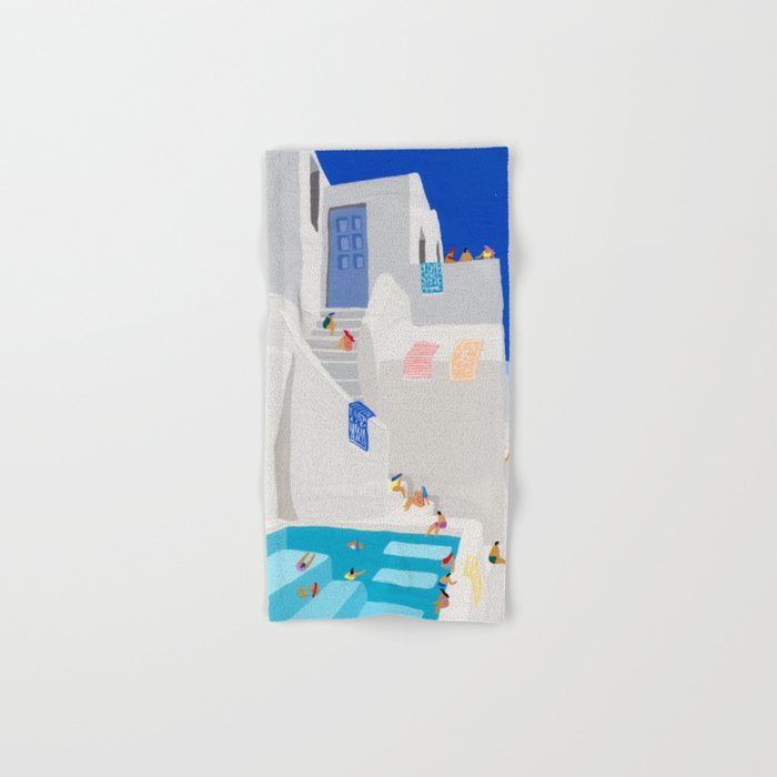 Santorini Greece swimming pool summer vacation Europe travel poster - "Santorini Sun" Bath Towel Gallery Image 1