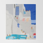 Santorini Greece swimming pool summer vacation Europe travel poster - "Santorini Sun" Throw Blanket Gallery Image 2