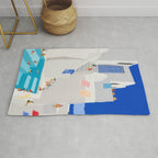 Santorini Greece swimming pool summer vacation Europe travel poster - "Santorini Sun" Rug Gallery Image 1