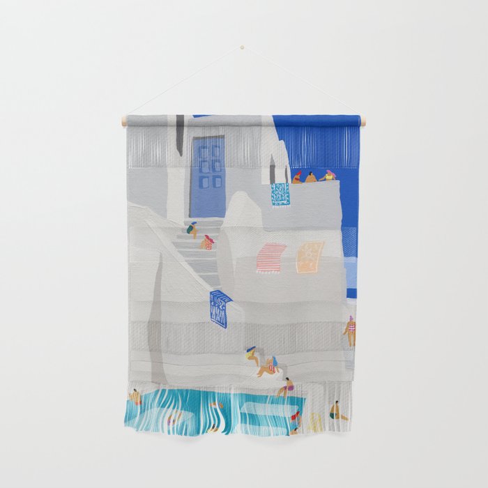 Santorini Greece swimming pool summer vacation Europe travel poster - "Santorini Sun" Wall Hanging Gallery Image 1