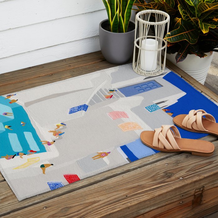 Santorini Greece swimming pool summer vacation Europe travel poster - "Santorini Sun" Outdoor Rug Gallery Image 2