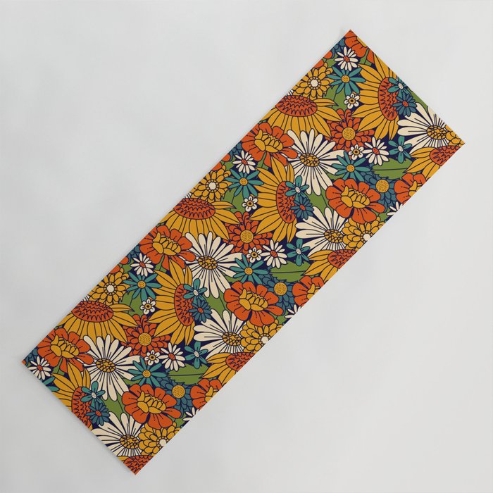 70s Retro Floral - Bold Yoga Mat Gallery Image 1