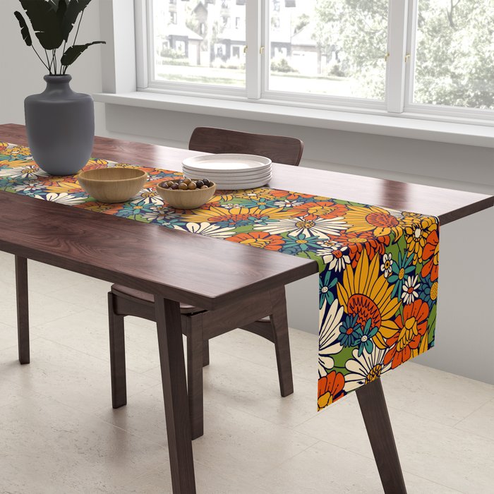 70s Retro Floral - Bold Table Runner Gallery Image 2