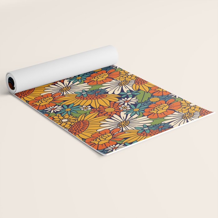 70s Retro Floral - Bold Yoga Mat Gallery Image 2