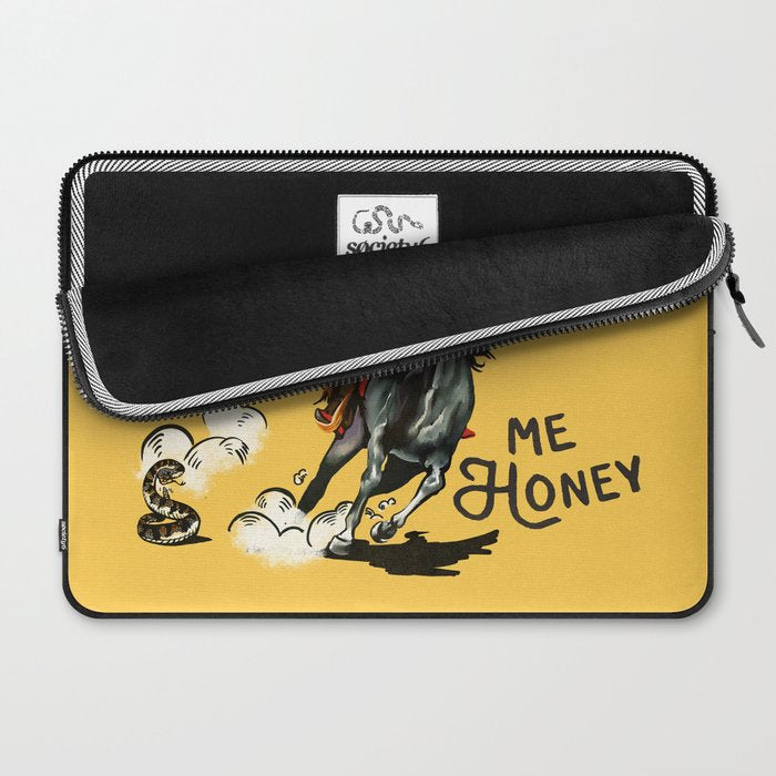 "Don't Call Me Honey" Cowgirl On Horseback Shooting a Rattlesnake Laptop Sleeve Gallery Image 2