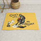 "Don't Call Me Honey" Cowgirl On Horseback Shooting a Rattlesnake Rug Gallery Image 1