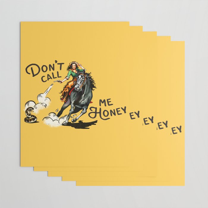 "Don't Call Me Honey" Cowgirl On Horseback Shooting a Rattlesnake Wrapping Paper Gallery Image 3