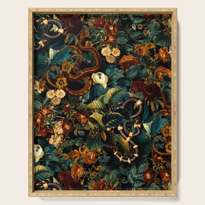 Floral and Snakes jungle Serving Tray Gallery Image 1