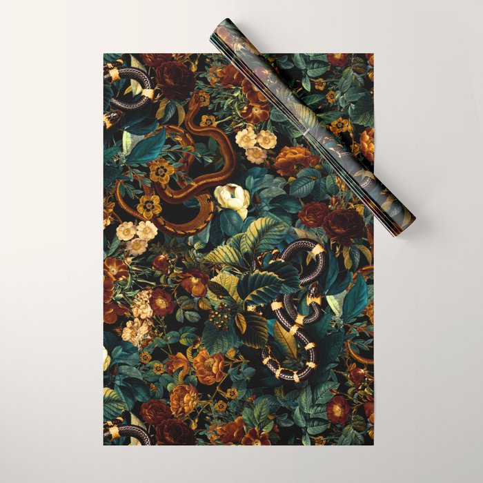 Floral and Snakes jungle Wrapping Paper Gallery Image 1