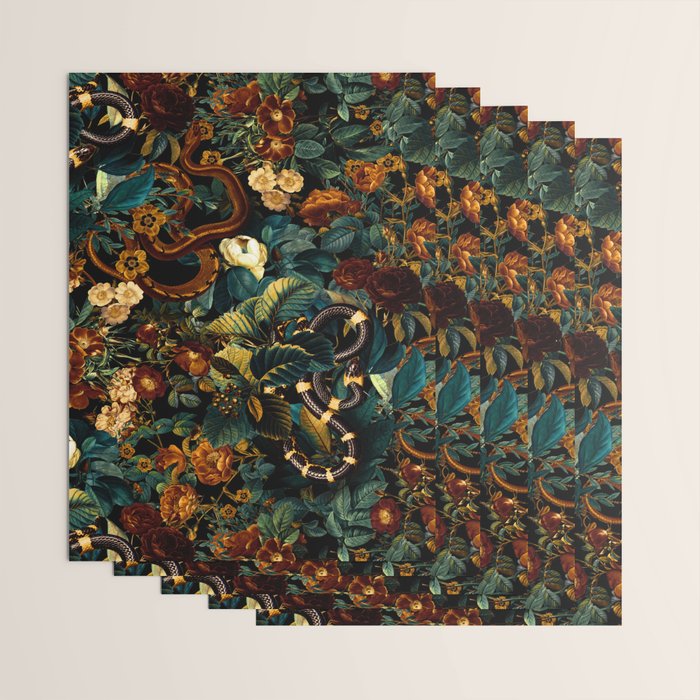 Floral and Snakes jungle Wrapping Paper Gallery Image 3