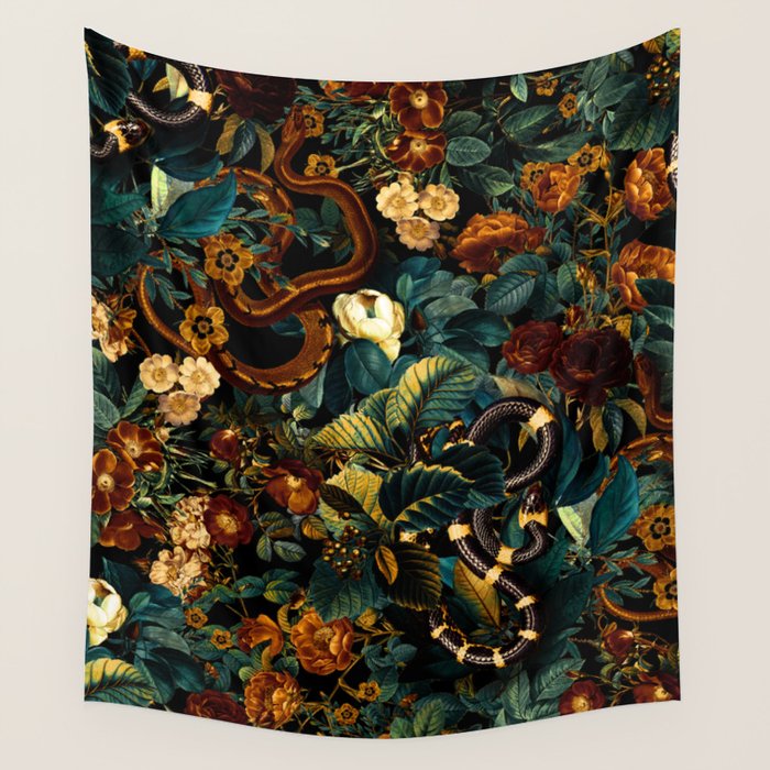 Floral and Snakes jungle Wall Tapestry Gallery Image 4