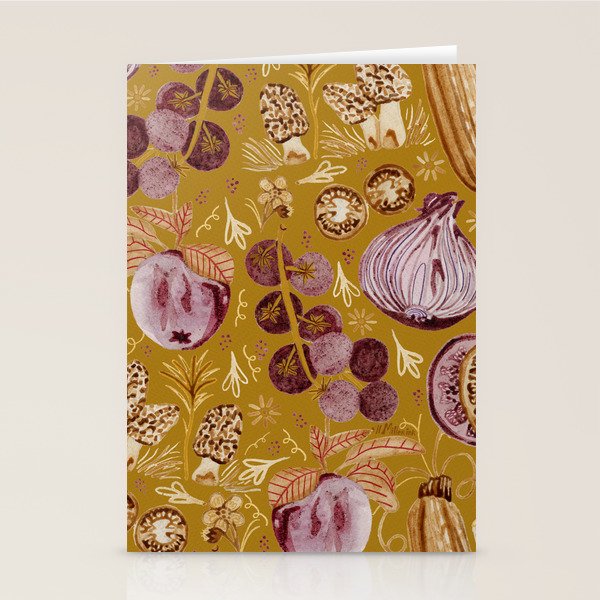 Garden Vegetables & Fresh Fruit in Harvest Yellow Stationery Card Gallery Image 2