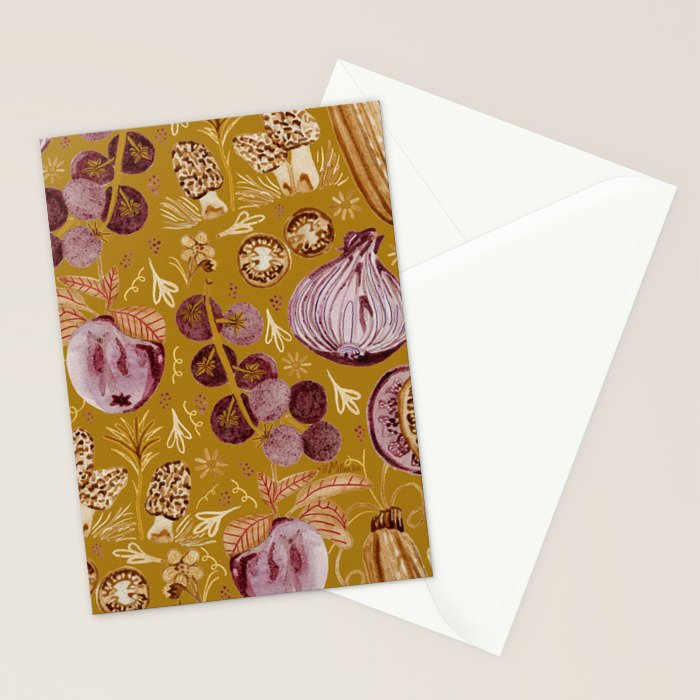 Garden Vegetables & Fresh Fruit in Harvest Yellow Stationery Card Gallery Image 2