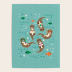 Kawaii Otters Playing Underwater Poster Gallery Image 4