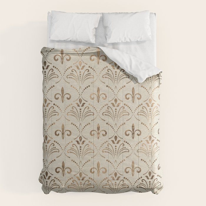 Elegant Fleur-de-lis pattern - pastel gold Comforter Gallery Image 1