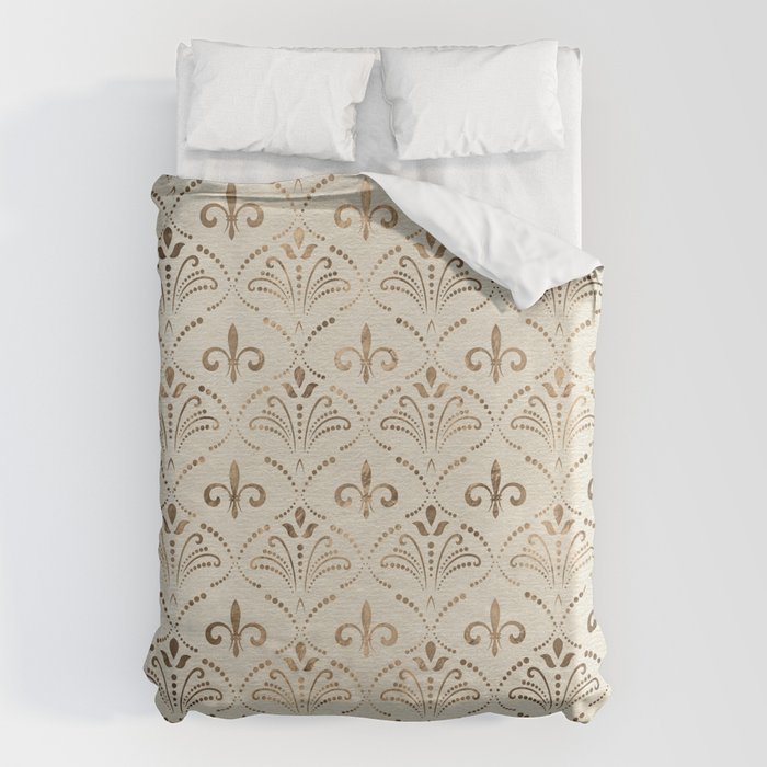 Elegant Fleur-de-lis pattern - pastel gold Duvet Cover Gallery Image 6