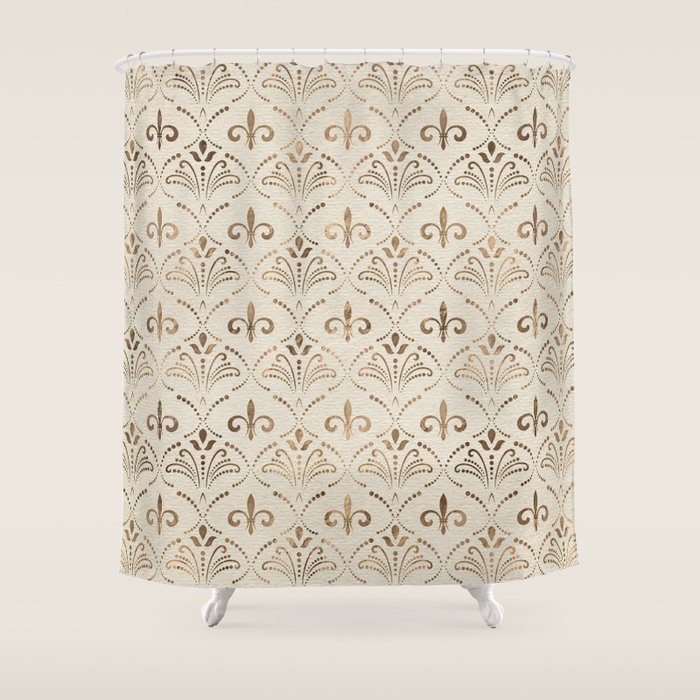 Elegant Fleur-de-lis pattern - pastel gold Shower Curtain Gallery Image 1