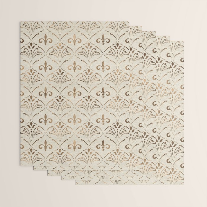 Elegant Fleur-de-lis pattern - pastel gold Wrapping Paper Gallery Image 3