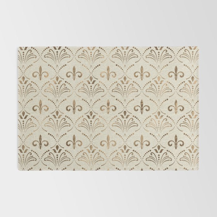 Elegant Fleur-de-lis pattern - pastel gold Rug Gallery Image 2