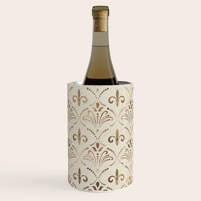 Elegant Fleur-de-lis pattern - pastel gold Wine Chiller Gallery Image 2