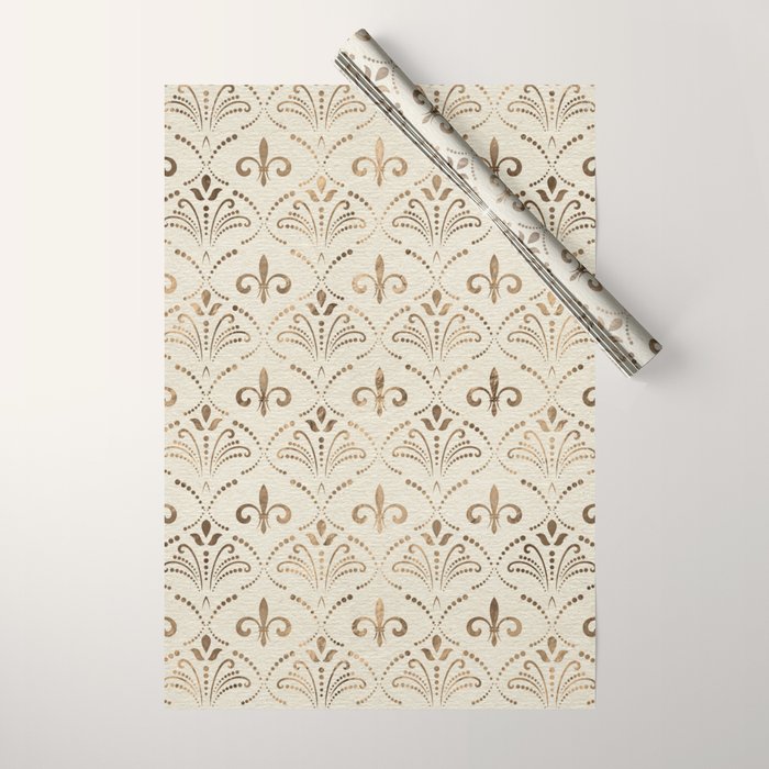 Elegant Fleur-de-lis pattern - pastel gold Wrapping Paper Gallery Image 1