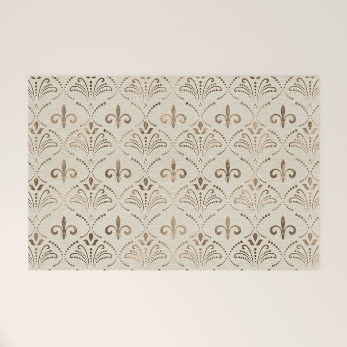 Elegant Fleur-de-lis pattern - pastel gold Welcome Mat Gallery Image 1
