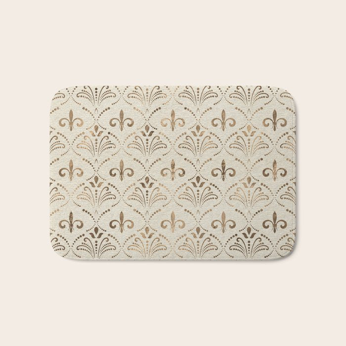 Elegant Fleur-de-lis pattern - pastel gold Bath Mat Gallery Image 1