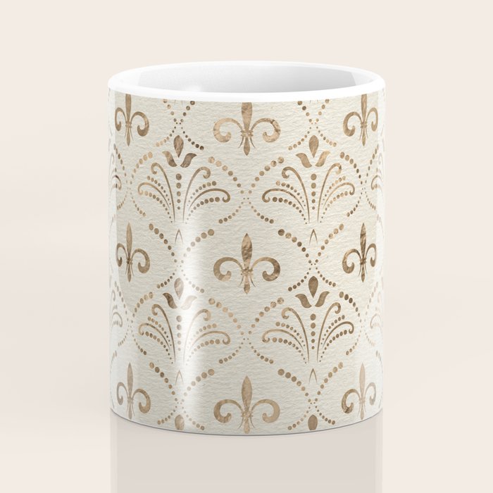 Elegant Fleur-de-lis pattern - pastel gold Coffee Mug Gallery Image 4