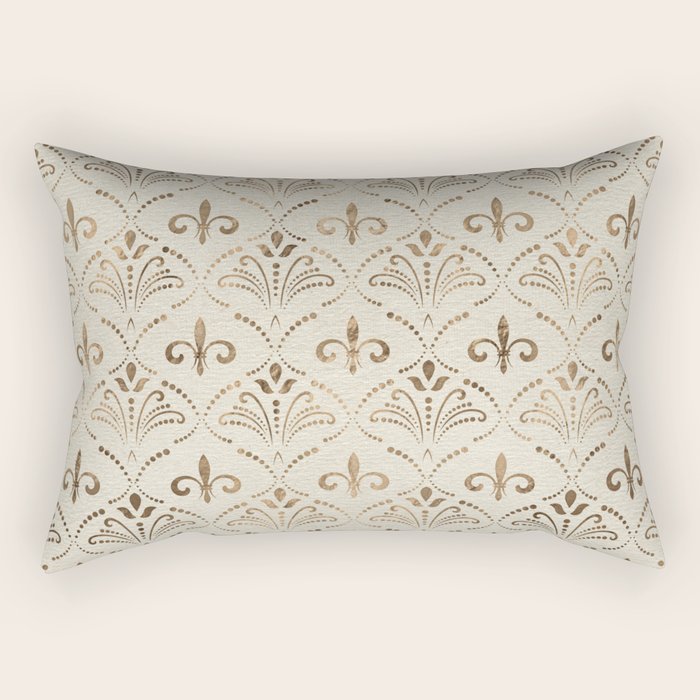 Elegant Fleur-de-lis pattern - pastel gold Rectangular Pillow Gallery Image 2
