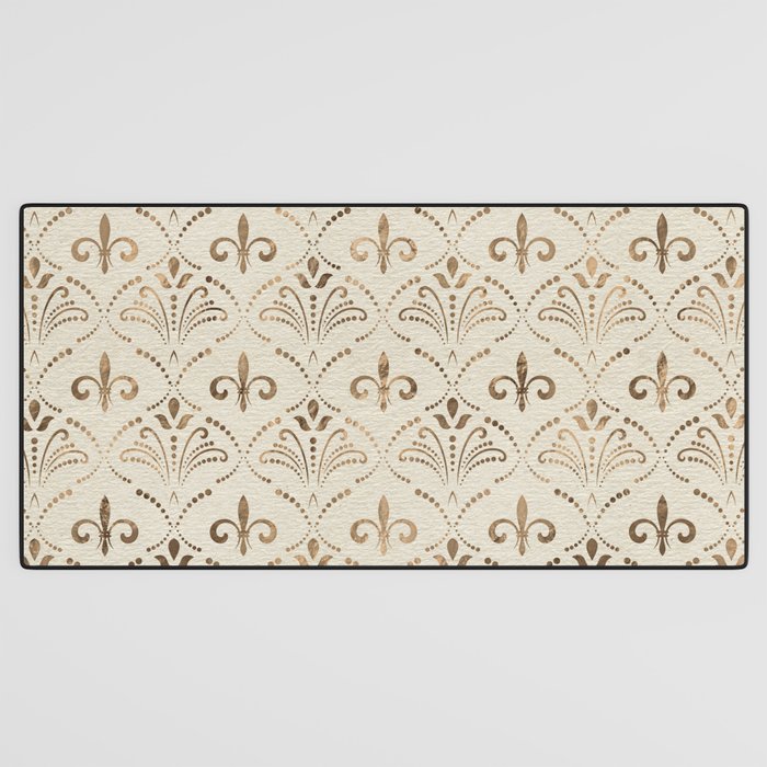 Elegant Fleur-de-lis pattern - pastel gold Desk Mat Gallery Image 3