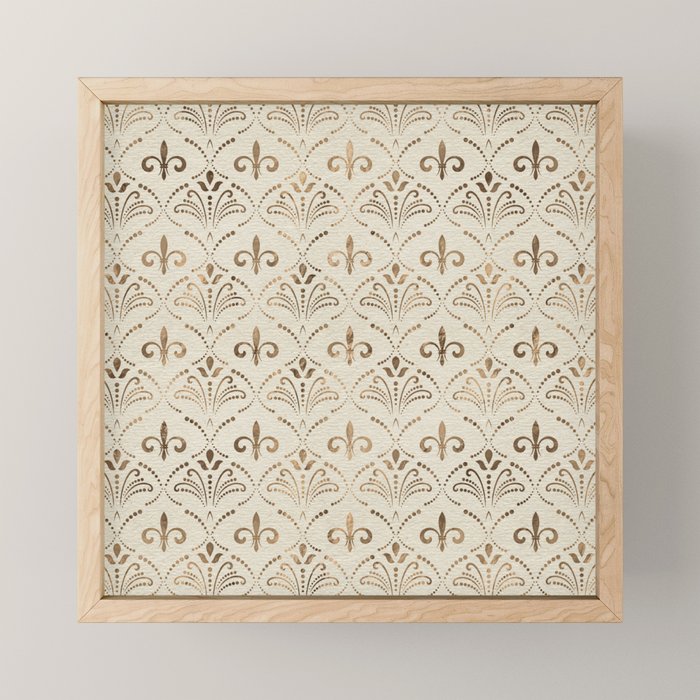 Elegant Fleur-de-lis pattern - pastel gold Mini Art Print Gallery Image 1
