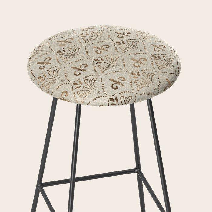 Elegant Fleur-de-lis pattern - pastel gold Stool Gallery Image 2