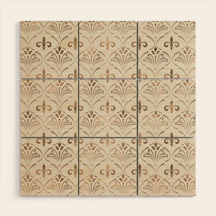 Elegant Fleur-de-lis pattern - pastel gold Wood Wall Art Gallery Image 1