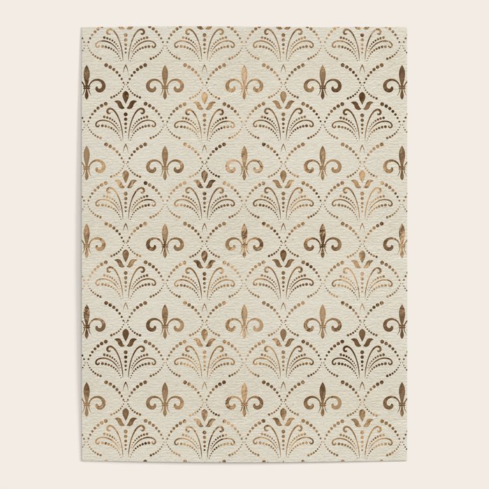 Elegant Fleur-de-lis pattern - pastel gold Poster Gallery Image 4