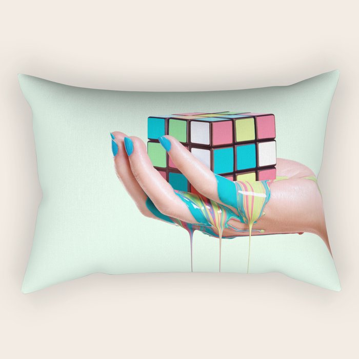 MELTING RUBIKS CUBE Rectangular Pillow Gallery Image 1