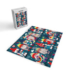 I gnome you // dark teal background little happy and lovely gnomes with rainbows vivid red hearts Jigsaw Puzzle Gallery Image 2
