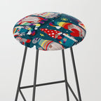 I gnome you // dark teal background little happy and lovely gnomes with rainbows vivid red hearts Stool Gallery Image 2