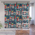 I gnome you // dark teal background little happy and lovely gnomes with rainbows vivid red hearts Wall Mural Gallery Image 1