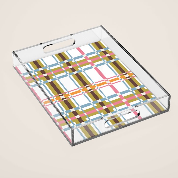Bold Crosshatch Colorful Acrylic Tray Gallery Image 1