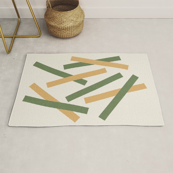 Lines Misaligned - Gold Green Rug Gallery Image 1