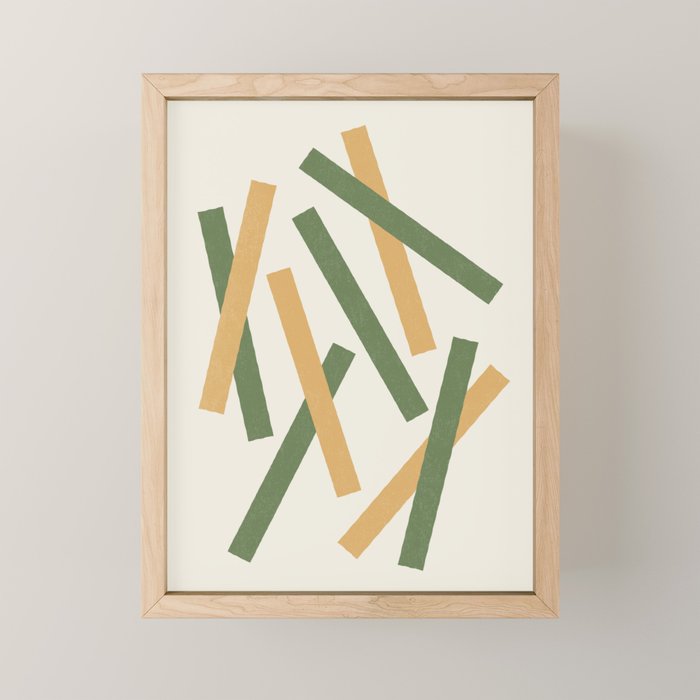 Lines Misaligned - Gold Green Mini Art Print Gallery Image 1