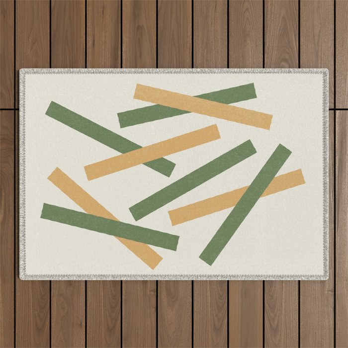 Lines Misaligned - Gold Green Outdoor Rug Gallery Image 1