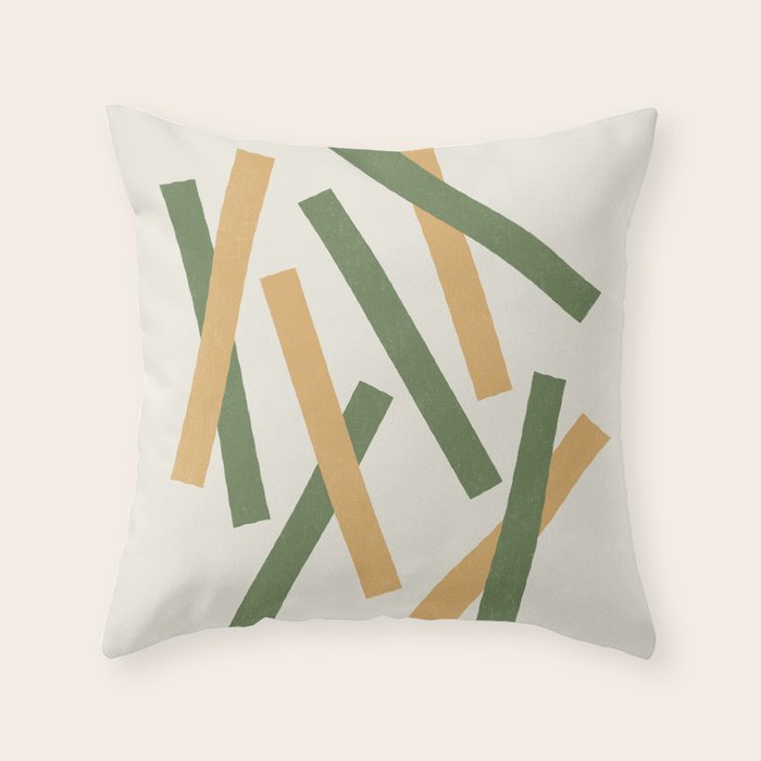 Lines Misaligned - Gold Green Throw Pillow Gallery Image 6