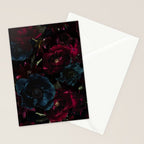 Vintage Black Dramatic Glamour Autumn Romanticism: Maximalism Moody Florals - Grand Millennial Burgundy And Teal Peonies Bouquets,  Nostalgic Gothic Mystic Night Flowers Stationery Card Gallery Image 2
