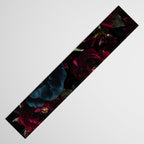 Vintage Black Dramatic Glamour Autumn Romanticism: Maximalism Moody Florals - Grand Millennial Burgundy And Teal Peonies Bouquets,  Nostalgic Gothic Mystic Night Flowers Table Runner Gallery Image 3