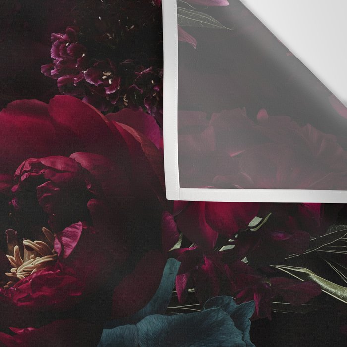 Vintage Black Dramatic Glamour Autumn Romanticism: Maximalism Moody Florals - Grand Millennial Burgundy And Teal Peonies Bouquets,  Nostalgic Gothic Mystic Night Flowers Wall Tapestry Gallery Image 3