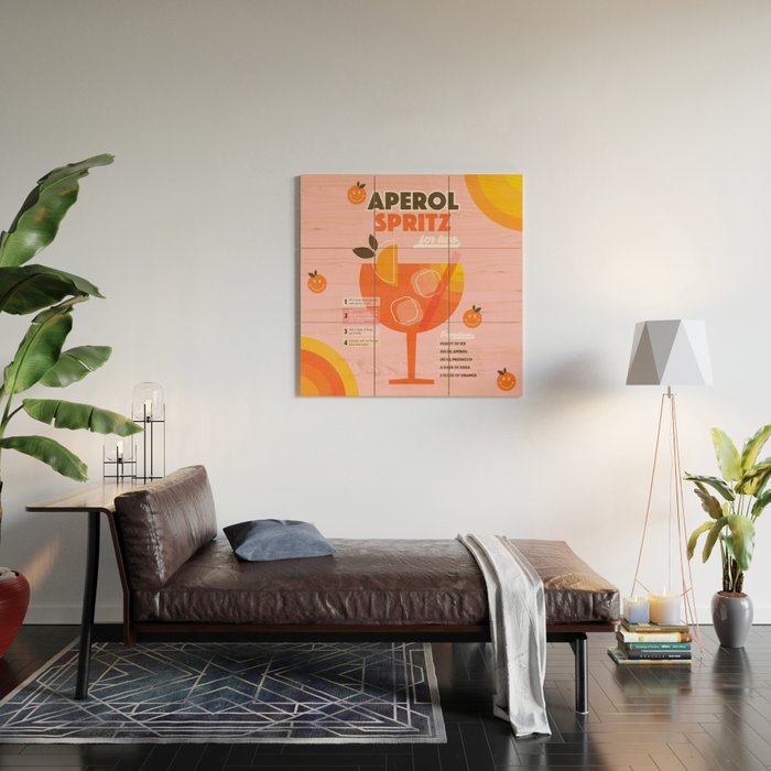 Retro Cocktail Nº1 Aperol Spritz Wood Wall Art Gallery Image 2