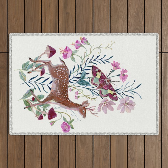 Floral Deer Outdoor Rug Gallery Image 1